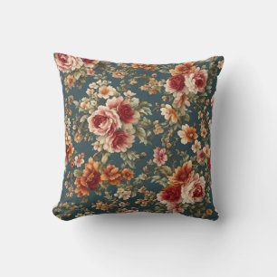 Italian Exquisite Beautiful Roses Delicate Flowers Throw Pillow