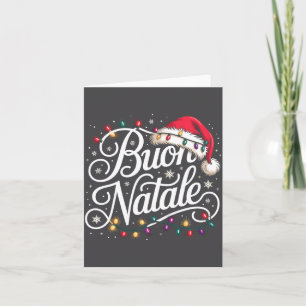 Italian Family Christmas Lights Red Santa Hat Buon Card