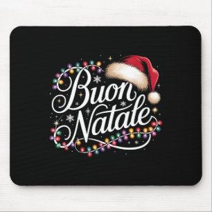 Italian Family Christmas Lights Red Santa Hat Buon Mouse Pad