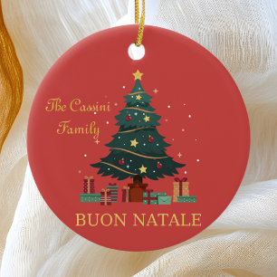 Italian Family Name Buon Natale Custom Tree Ceramic Ornament