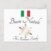 Italian Family Name Buon Natale Flag and Snowflake