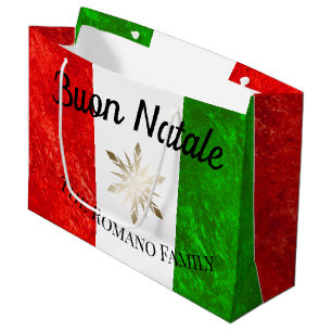 Italian Family Name Buon Natale Flag Christmas Large Gift Bag