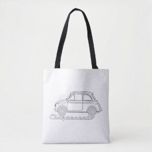 Italian Fiat Cinquecento 500 cc Oldtimer Blueprint Tote Bag