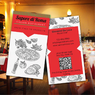Italian Fine Dining Restaurant Chef Business Card