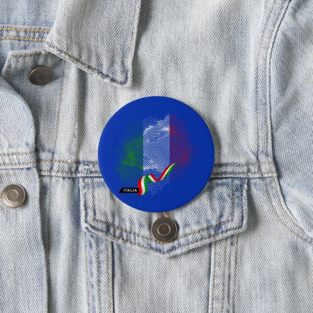 Italian flag 3 inch round button (In Situ)