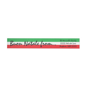 Italian Flag Buon Natale Christmas Greeting Return Wraparound Address Label