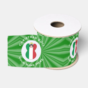 Italian Flag Christmas Angel Personalize Grosgrain Ribbon