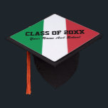 Italian flag class of school graduation party cap topper<br><div class="desc">Italian flag custom class of graduation party tassel cap topper for high school grads. Funny accessory for graduate students, seniors graduating, college etc. Personalizable highschool name and year ie 2017 2018 2019 2020 etc. Graduation hat / cap top design with patriotic tricolore flag of Italy. Country pride party favour for...</div>