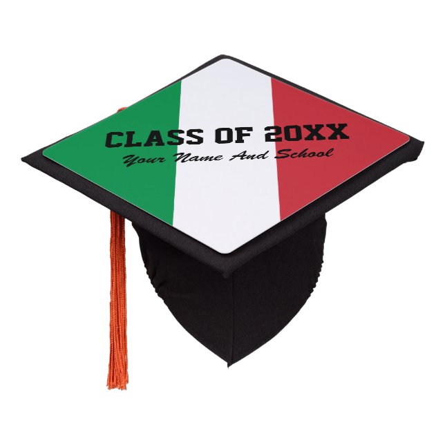 Italian flag class of school graduation party graduation cap topper (Angled)