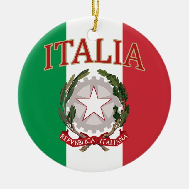 Italian Flag Coat of Arms t-shirt Ceramic Ornament (Front)