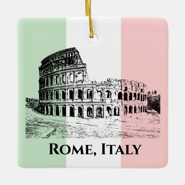 Italian Flag Colours Colosseum Design Ornament (Front)