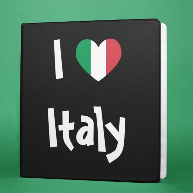 Italian Flag Colours Heart I Love Italy Binder (Creator Uploaded)