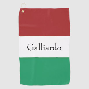 Italian Flag Colours Surname Name Custom Golf Towel