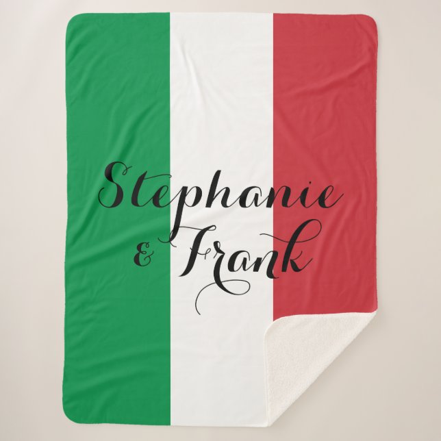Italian Flag Colours Wedding Sherpa Blanket (Front)