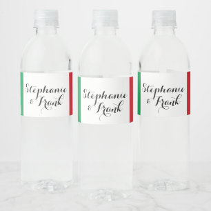 Italian Flag Colours Wedding Water Bottle Label