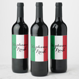 Italian Flag Colours Wedding Wine Label