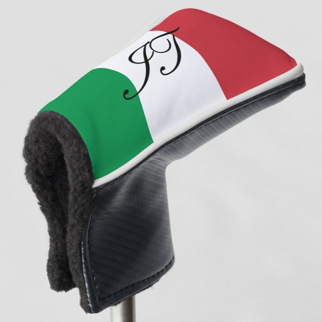 Italian flag custom initial golf head putter cover (3/4 Front)