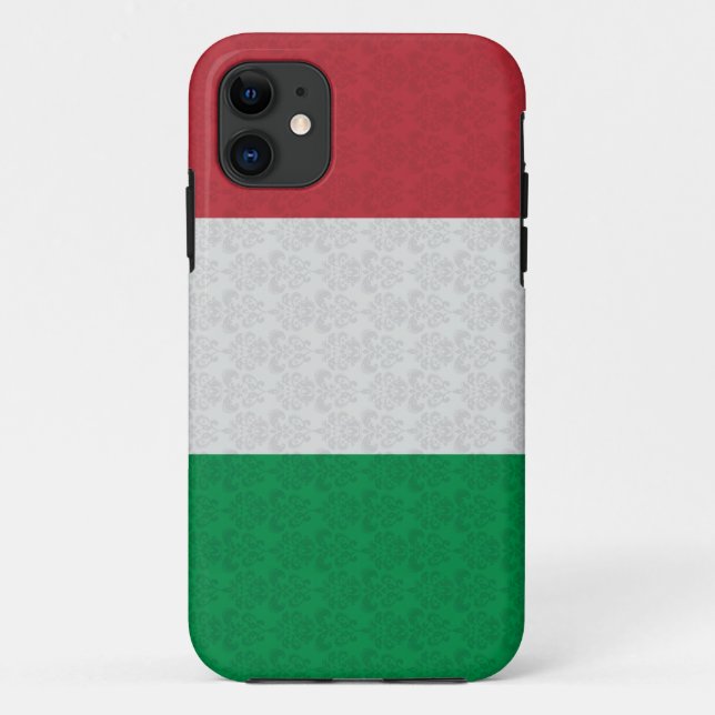 Italian Flag Damask Pattern Case-Mate iPhone Case (Back)