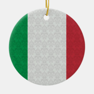 Italian Flag Damask Pattern Ceramic Ornament