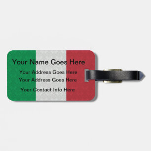 Italian Flag Damask Pattern Luggage Tag