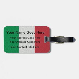 Italian Flag Damask Pattern Luggage Tag
