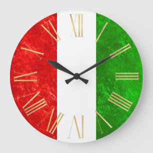 Italian Flag Design Large Clock