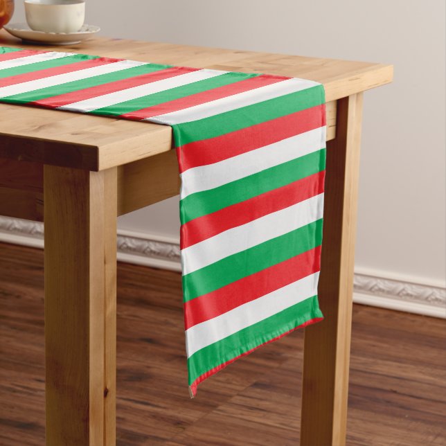 Italian flag - green, red and white stripes short table runner (In Situ)