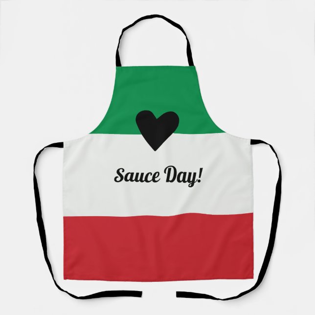 Italian Flag Heart Custom Photo Sauce Day Apron (Front)