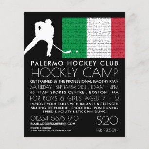 Italian Flag, Hockey Player, Camp Advertising  Flyer