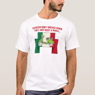Italian Flag In Red White Green With Cute Moped T-Shirt