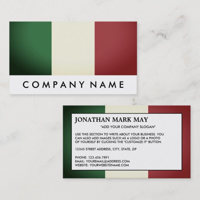 Italian Flag, Italy Business Card (Front/Back)