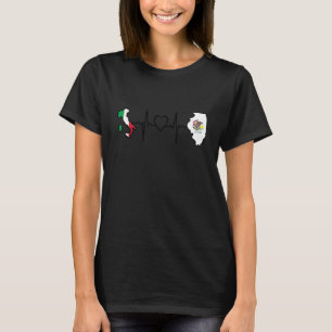 Italian Flag Italy Illinois Heartbeat T-Shirt