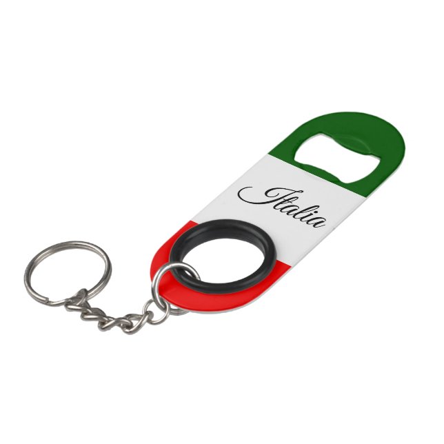Italian Flag Keychain Bottle Opener (Front Angled)