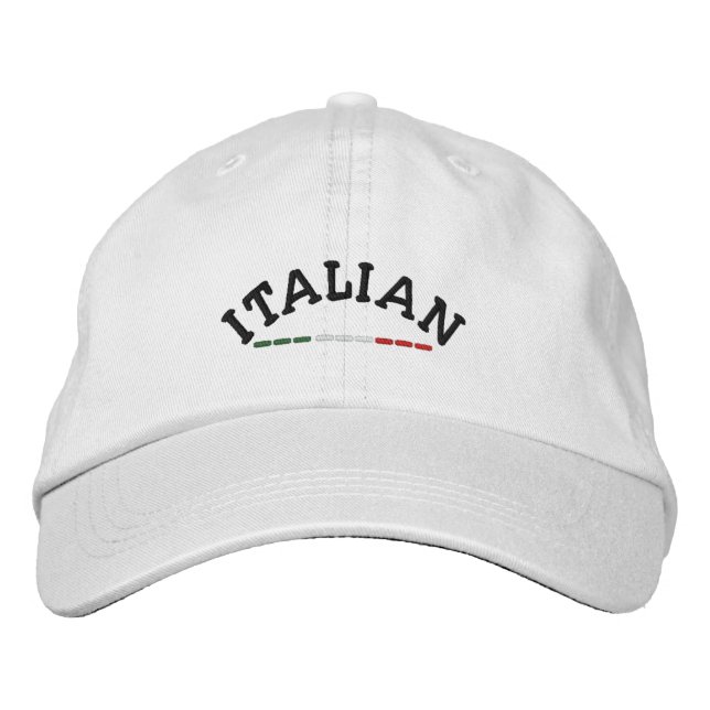 Italian & Flag of Italy Embroidered Hat (Front)
