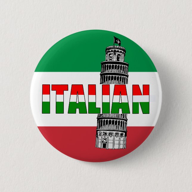 Italian Flag of Italy Pisa 2 Inch Round Button (Front)