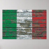 Italian Flag on Rough Wood Boards Effect
