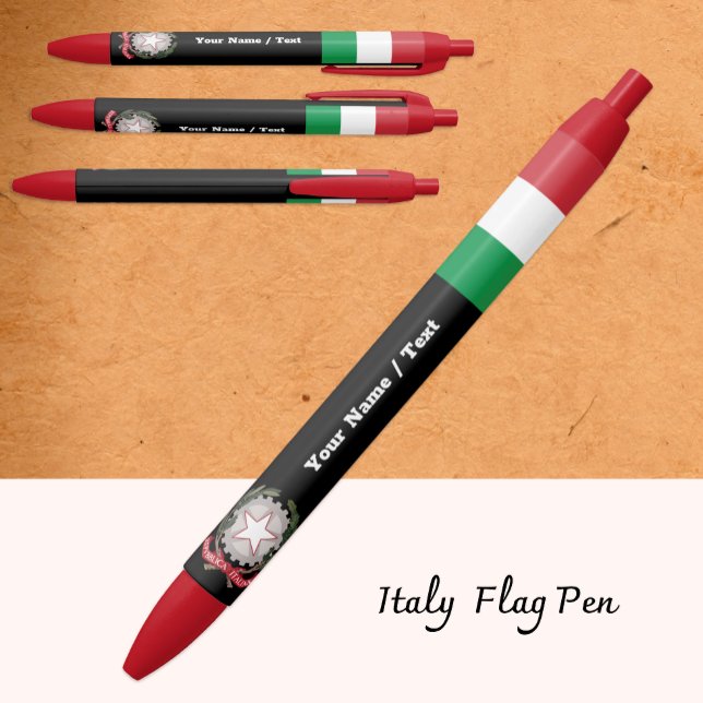 Italian Flag Pen, Italy / Personalized Black Ink Pen (Creator Uploaded)
