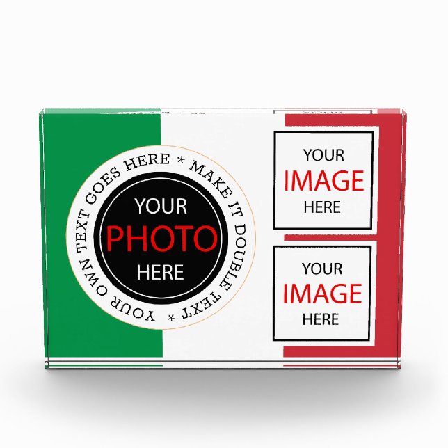 Italian Flag Photo Block & Italy glass frames (Front)