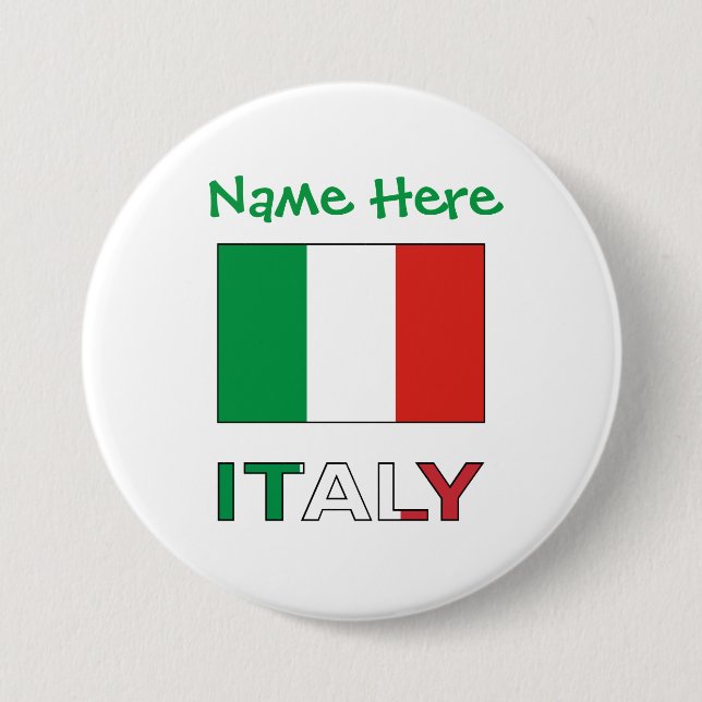 Italian Flag Republic Day Pride Personalized Gift 3 Inch Round Button (Front)
