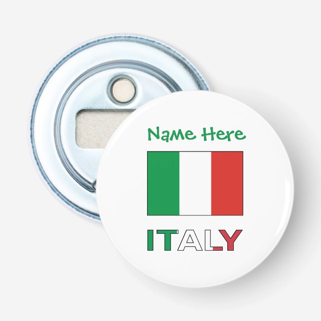 Italian Flag Republic Day Pride Personalized Gift Bottle Opener (Front)