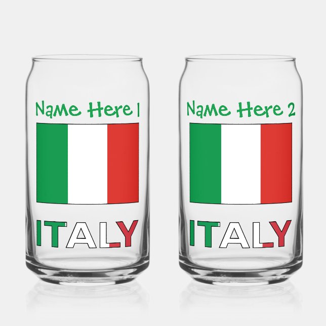 Italian Flag Republic Day Pride Personalized Gift Can Glass (Front)