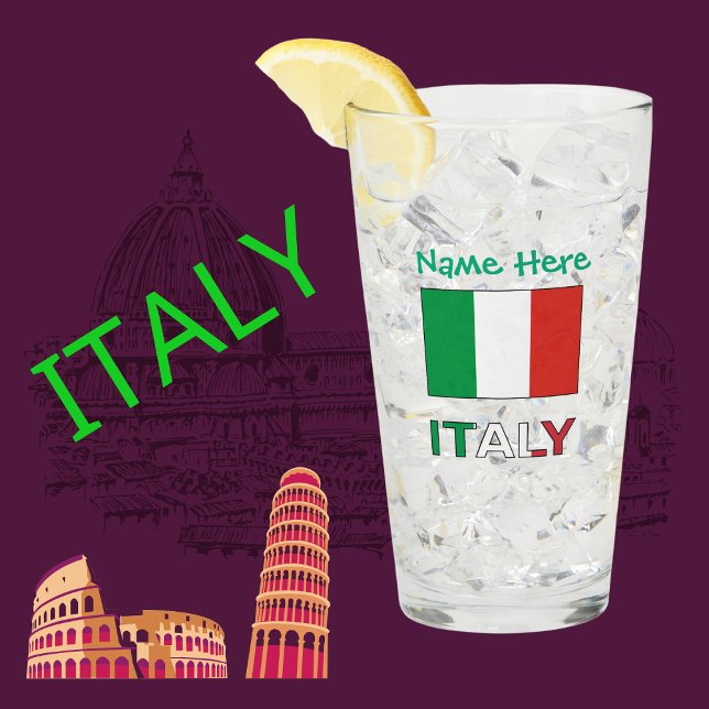 Italian Flag Republic Day Pride Personalized Gift Glass (Creator Uploaded)