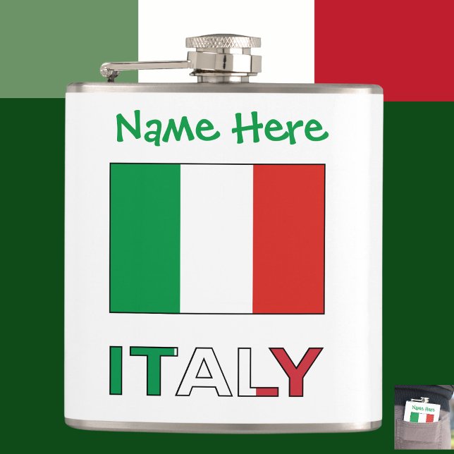 Italian Flag Republic Day Pride Personalized Gift Hip Flask (Creator Uploaded)