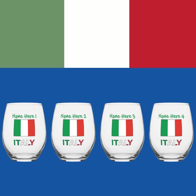 Italian Flag Republic Day Pride Personalized Gift Stemless Wine Glass (Creator Uploaded)
