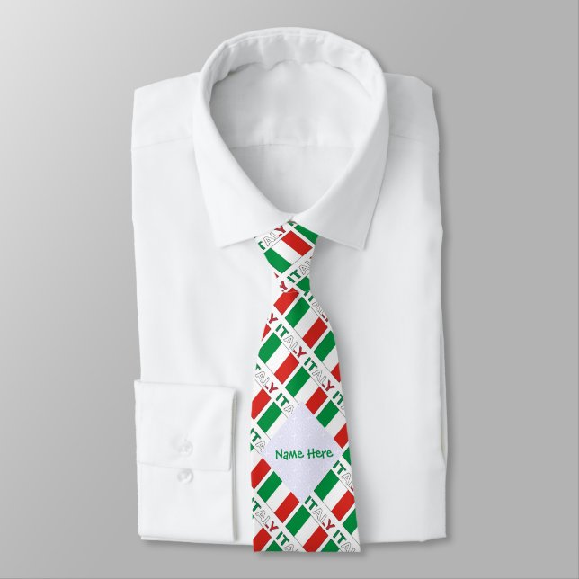 Italian Flag Republic Day Pride Personalized Gift Tie (Tied)