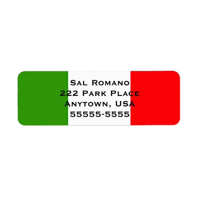 Italian Flag Return Address Label Template (Front)