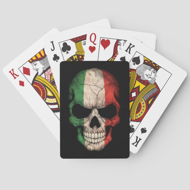 Italian Flag Skull on Black Playing Cards (Back)