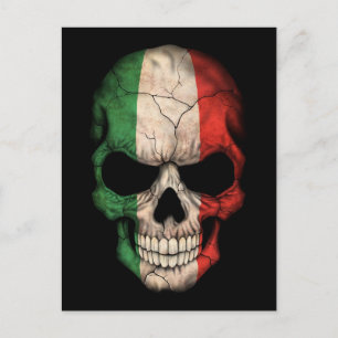 Italian Flag Skull on Black Postcard