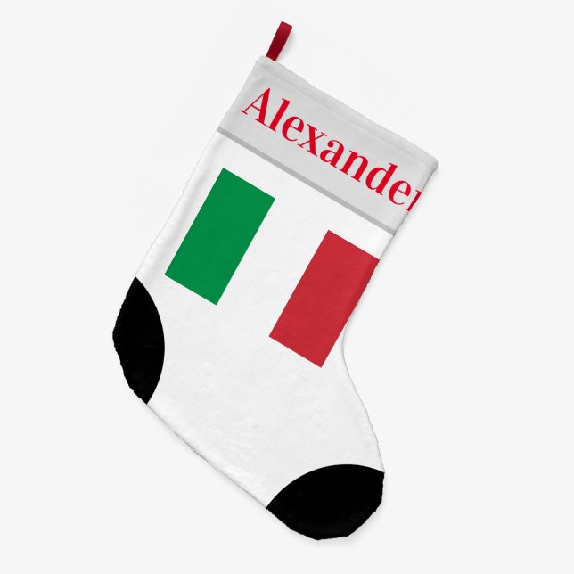 Italian Flag Sports Sock Design with Name (Front (Hanging))