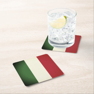 Italian Flag Square Paper Coaster